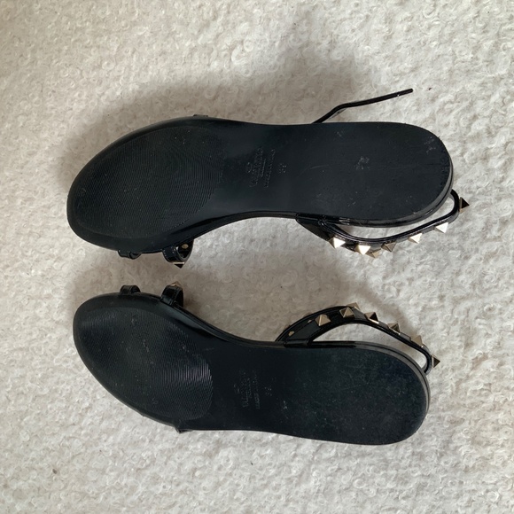 Valentino black rock studs accent gladiator rubber sandals - Picture 4 of 4